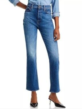 Mother The Tripper Flood Jeans Ankle Flare High Rise Medium Wash Denim Size 29